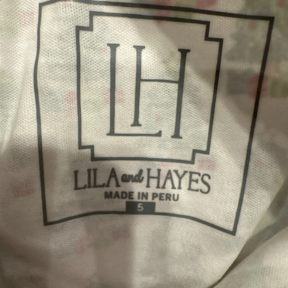 Lila and Hayes Kids Christmas Tree Pima Cotton Pajama Set White Green Size 5 NWT